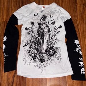Skeleton Design Grunge Long Sleeve Shirt